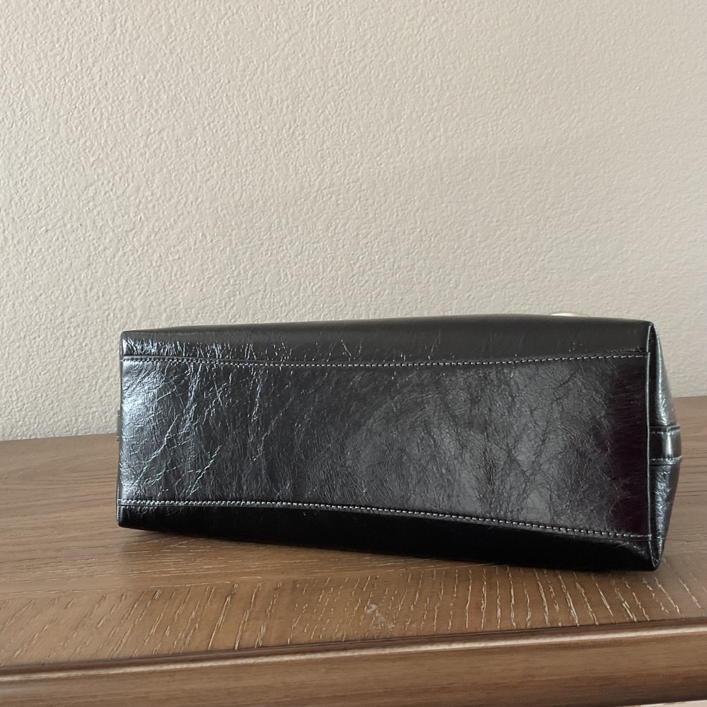 Coach Black Glazed Leather Juliet Shoulder Bag - Picture 8 of 12